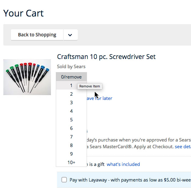 Allow customers to enter zero quantity in their cart
