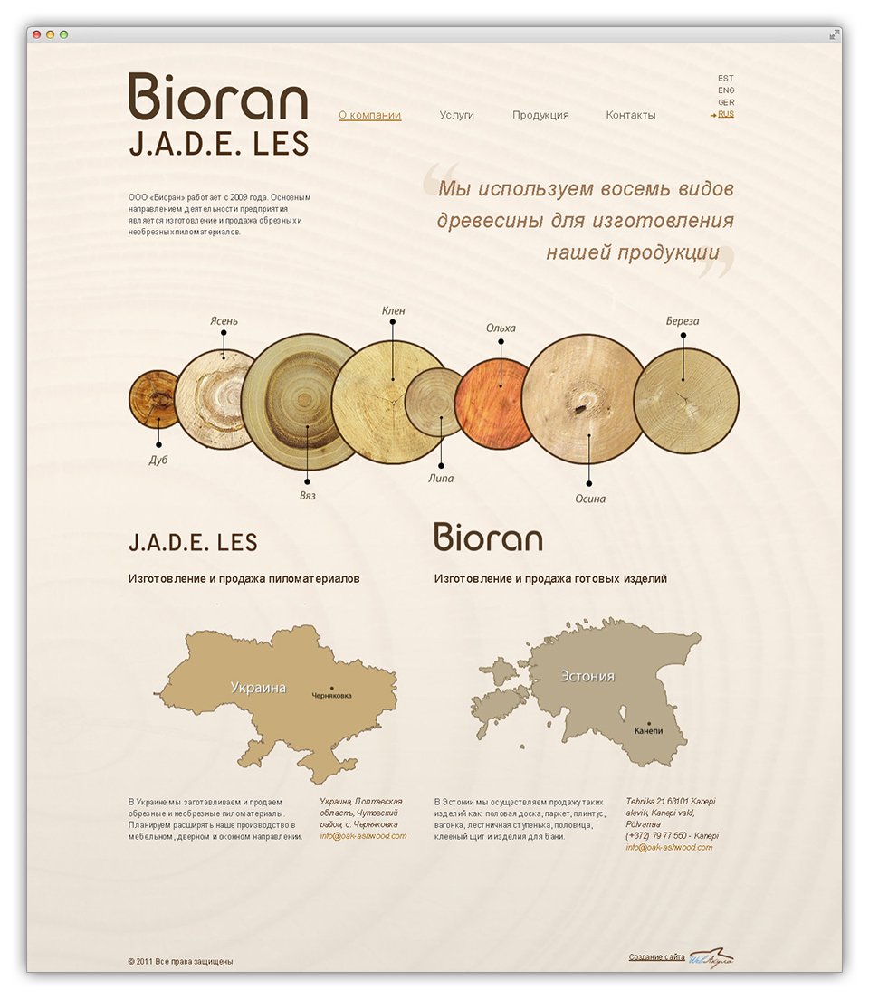 Создание сайта компании Bioran